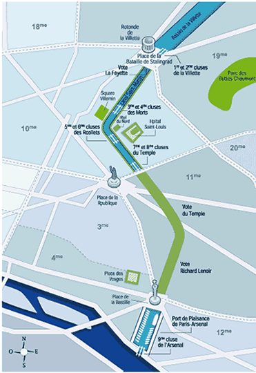 Map of Canal Saint-Martin in Paris